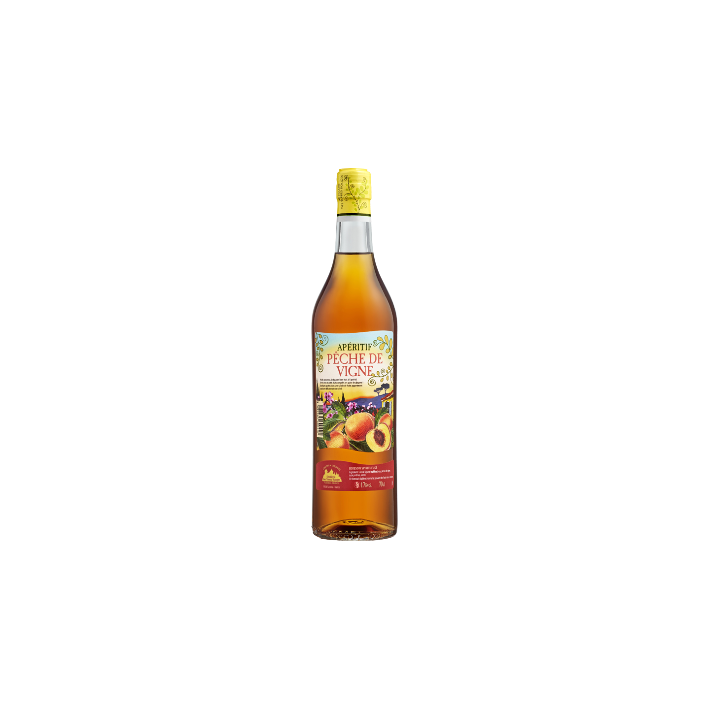 Apéritif Pêche de Vigne - Boisson Spiritueuse DISTILLERIE DES TERRES ROUGES 17% - 70cl